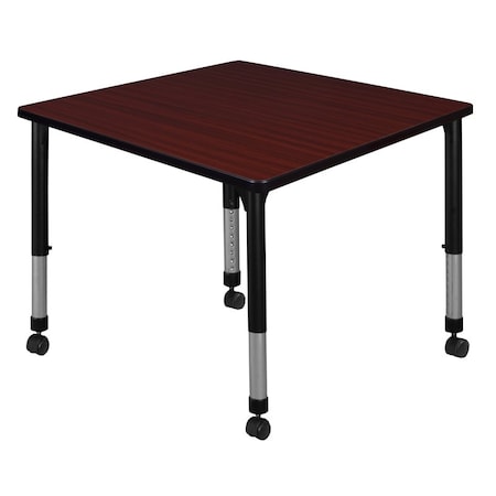 Regency Square Mobile Tables, 42 W, 42 L, 23-34 H, Wood, Metal, Mahogany TB4242MHAPCBK
